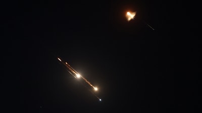 Iranian rocket trails in the sky over Nablus, in the Israeli-occupied West bank as tensions escalate between the two countries (AFP) Iranian rocket trails in the sky over Nablus, in the Israeli-occupied West bank as tensions escalate between the two countries (AFP)