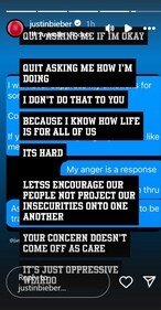 Justin also shared a message on his Instagram Stories. Justin also shared a message on his Instagram Stories.