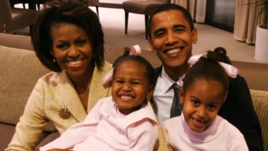 Michelle Obama honoured her husband, former President Barack Obama on Father's Day, sharing a throwback photo featuring their two daughters.(Instagram/ @michelleobama)