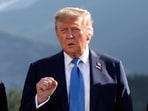 U.S. President Donald Trump gestures as he attends a family photo session during the G7 Summit, in Kananaskis, Alberta, Monday. U.S. President Donald Trump gestures as he attends a family photo session during the G7 Summit, in Kananaskis, Alberta, Monday.