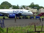 An IndiGo flight 6E 2706 from Muscat - Kochi - Delhi makes an emergency landing after a bomb threat was received, at Nagpur airport in Nagpur on Tuesday. An IndiGo flight 6E 2706 from Muscat - Kochi - Delhi makes an emergency landing after a bomb threat was received, at Nagpur airport in Nagpur on Tuesday.