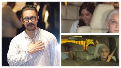 Aamir’s elder sister Nikhat Khan Hegde joined the couple at the office. Aamir’s elder sister Nikhat Khan Hegde joined the couple at the office.