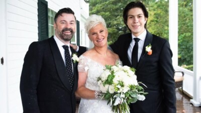 Anne Burrell with husband, Stuart Claxton, and stepson, Javier Claxton. (instagram/ Anne Burrell) Anne Burrell with husband, Stuart Claxton, and stepson, Javier Claxton. (instagram/ Anne Burrell)