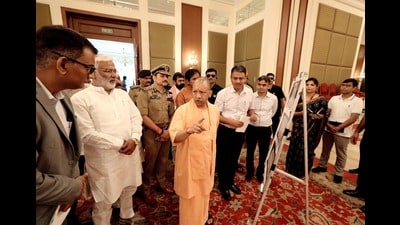 Chief minister Yogi Adityanath inspecting the venue of the 25th Central Zonal Council meeting, in Varanasi, on Tuesday (HT Photo) Chief minister Yogi Adityanath inspecting the venue of the 25th Central Zonal Council meeting, in Varanasi, on Tuesday (HT Photo)