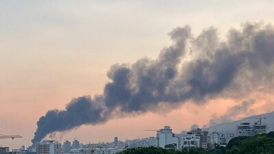 Smoke rises from the building of Iran's state-run television after an Israeli strike in Tehran, Iran, Monday, June 16, 2025. (AP) Smoke rises from the building of Iran's state-run television after an Israeli strike in Tehran, Iran, Monday, June 16, 2025. (AP)