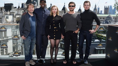 Gareth Edwards, Mahershala Ali, Scarlett Johansson, Jonathan Bailey and Rupert Friend pose for photographers at the photo call for the film Jurassic World Rebirth in London. (Photo by Scott A Garfitt/Invision/AP) (AP) Gareth Edwards, Mahershala Ali, Scarlett Johansson, Jonathan Bailey and Rupert Friend pose for photographers at the photo call for the film Jurassic World Rebirth in London. (Photo by Scott A Garfitt/Invision/AP) (AP)