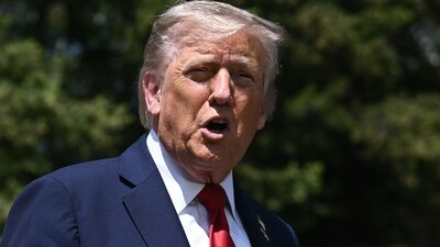 US President Donald Trump speaks to reporters during the Group of Seven (G7) Summit (AFP)