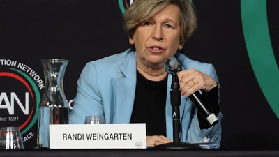 Randi Weingarten, president of American Federation of Teachers (AFT), left DNC (REUTERS)