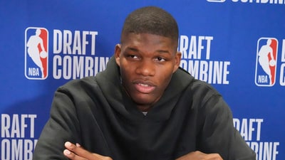 FILE - Cedric Coward talks to media at the 2025 NBA basketball Draft Combine in Chicago, Wednesday, May 14, 2025. (AP Photo/Nam Y. Huh,File) (AP) FILE - Cedric Coward talks to media at the 2025 NBA basketball Draft Combine in Chicago, Wednesday, May 14, 2025. (AP Photo/Nam Y. Huh,File) (AP)
