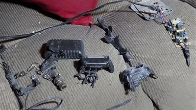 A walkie-talkie that was exploded inside a house, in Baalbek, east Lebanon, during the coordinated blasts in 2024 (AP Photo ) A walkie-talkie that was exploded inside a house, in Baalbek, east Lebanon, during the coordinated blasts in 2024 (AP Photo )
