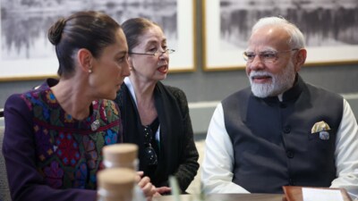 Prime Minister Narendra Modi met Mexican President Claudia Sheinbaum Pardo on the sidelines of the G7 Summit in Kananaskis, Canada, on Tuesday (local time). (X/@MEAIndia)
