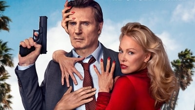 A poster of Liam Neeson and Pamela Anderson's The Naked Gun A poster of Liam Neeson and Pamela Anderson's The Naked Gun