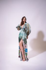 Outfit: Limerick by abirr n’ nanki | Jewellery: Shailja’s Fine Jewellery | The actor is a vision in this flowy, multicoloured gown with a plunging neckline and puffy sleeves. Shades of blue and green complement the ensemble’s pleated texture, while a thigh-slit adds elegance. The look is finished off with a sparkling diamond necklace featuring two light pink crystal pendants. (Photo: Deepak Das) Outfit: Limerick by abirr n’ nanki | Jewellery: Shailja’s Fine Jewellery | The actor is a vision in this flowy, multicoloured gown with a plunging neckline and puffy sleeves. Shades of blue and green complement the ensemble’s pleated texture, while a thigh-slit adds elegance. The look is finished off with a sparkling diamond necklace featuring two light pink crystal pendants. (Photo: Deepak Das)