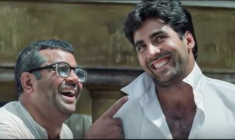 Paresh Rawal and Akshay Kumar in a still from Hera Pheri Paresh Rawal and Akshay Kumar in a still from Hera Pheri