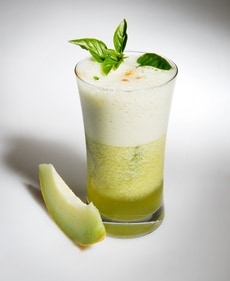 This mushmelon gin-based drink has vermouth and tabassco for some kick This mushmelon gin-based drink has vermouth and tabassco for some kick