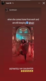 A screengrab of Kajol's Instagram stories.