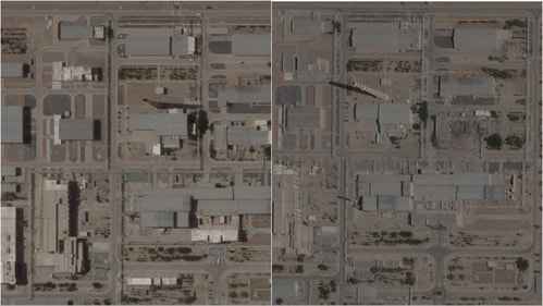 Before (L) and after (R) images show the damage Israeli strikes caused to Iran's Isfahan nuclear site. (Maxar Technologies ) Before (L) and after (R) images show the damage Israeli strikes caused to Iran's Isfahan nuclear site. (Maxar Technologies )