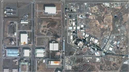 Before (L) and after (R) of the Natanz nuclear facility in Iran due to Israeli strikes (Maxar Technologies ) Before (L) and after (R) of the Natanz nuclear facility in Iran due to Israeli strikes (Maxar Technologies )