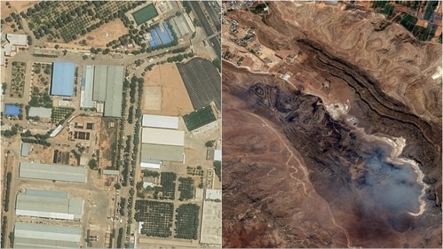 Before (L) and after (R) of the Shiraz missile facility in Iran due to Israeli strikes (Maxar Technologies ) Before (L) and after (R) of the Shiraz missile facility in Iran due to Israeli strikes (Maxar Technologies )