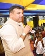 Aam Admi Party (AAP) MP Sanjay Singh addressing during mass dharna against the atrocities being committed on Bihari brothers at Gardanibagh in Patna on Tuesday. (Santosh Kumar/HT)