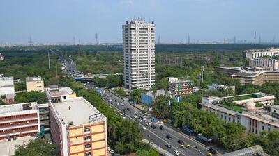 An aerial view of the area around PWD Headquarters (Sanchit Khanna/Hindustan Times)