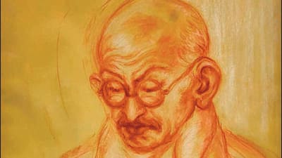 Brunner’s portrait of Mahatma Gandhi from 1934. (Pradhanmantri Sangharahalaya) Brunner’s portrait of Mahatma Gandhi from 1934. (Pradhanmantri Sangharahalaya)