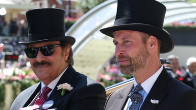 Horse Racing - Royal Ascot 2025 - Ascot Racecourse, Ascot, Britain - June 18, 2025 William, Prince of Wales with Prince Saud bin Khalid Al Saud during the royal procession ahead of the day's races&nbsp; (REUTERS)