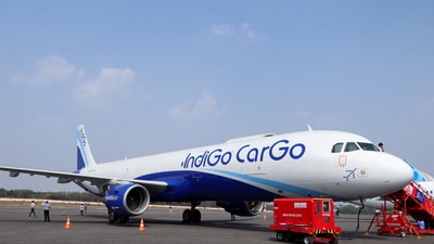 An IndiGo cargo aircraft is displayed at Wings India 2024 aviation event at Begumpet airport, Hyderabad. (Reuters File)