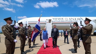 Prime Minister Narendra Modi was accorded a ceremonial welcome on his arrival in Croatia. (X/MEA)