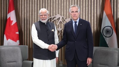 Prime Minister Narendra Modi meets Prime Minister of Canada Mark Carney on the sidelines of the G7 Summit. (PTI) Prime Minister Narendra Modi meets Prime Minister of Canada Mark Carney on the sidelines of the G7 Summit. (PTI)