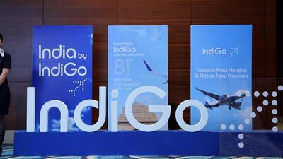 The Indigo logo during the annual International Air Transport Association meeting in New Delhi. (REUTERS FILE PHOTO) The Indigo logo during the annual International Air Transport Association meeting in New Delhi. (REUTERS FILE PHOTO)