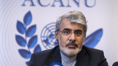 Ali Bahreini, Iran's ambassador in Geneva, spoke to journalists during a press conference at the European headquarters of the United Nations in Geneva. (AP) Ali Bahreini, Iran's ambassador in Geneva, spoke to journalists during a press conference at the European headquarters of the United Nations in Geneva. (AP)