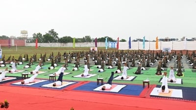 Bengaluru and Mysuru are both set to see major events this International Yoga Day, with thousands expected to attend. (Representational Image) (X/CRPF) Bengaluru and Mysuru are both set to see major events this International Yoga Day, with thousands expected to attend. (Representational Image) (X/CRPF)