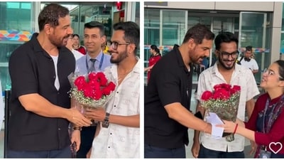 John Abraham's sweet gesture towards a airport staff won hearts. John Abraham's sweet gesture towards a airport staff won hearts.