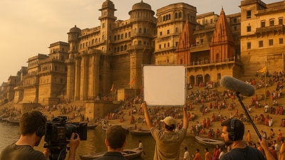 The most expensive Indian film set recreates Varanasi in Hyderabad. (AI) The most expensive Indian film set recreates Varanasi in Hyderabad. (AI)
