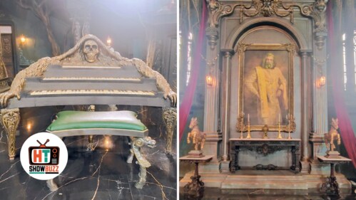 Sanjay Dutt's likeness is omnipresent in the haveli, as are creepy skull motiffs. (HT Photos/Abhimanyu Mathur) Sanjay Dutt's likeness is omnipresent in the haveli, as are creepy skull motiffs. (HT Photos/Abhimanyu Mathur)