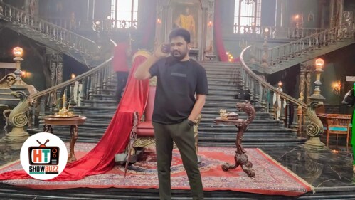 Director Maruthi stands in the middle of the massive set in Hyderabad's Aziznagar. (HT Photos /Abhimanyu Mathur) Director Maruthi stands in the middle of the massive set in Hyderabad's Aziznagar. (HT Photos /Abhimanyu Mathur)