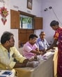 A voter before casting her ballot at a polling booth during the Kaliganj bye-election in West Bengal's Nadia district. (West Bengal CEO)