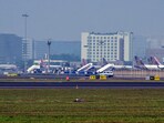Chhatrapati Shivaji Maharaj International Airport runway in Mumbai. Chhatrapati Shivaji Maharaj International Airport runway in Mumbai.