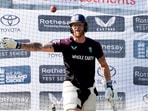 England's captain Ben Stokes during a cricket nets session at Headingley, Leeds, England