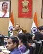 Delhi LG VK Saxena and chief minister Rekha Gupta at the meeting on infrastructure and safety conditions at Maulana Azad Medical College on Thursday. (PTI)