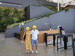 Indian parents visit their son's Nvidia office in California, US.