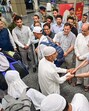 Jammu and Kashmir chief minister Omar Abdullah interacting with a Hajj pilgrim, at Srinagar International Airport on Tuesday. (ANI) Jammu and Kashmir chief minister Omar Abdullah interacting with a Hajj pilgrim, at Srinagar International Airport on Tuesday. (ANI)