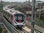 A metro train runs on a track on the Pink Line corridor. (Image for representation)