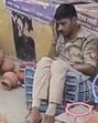 Screen grab from the viral video in which the SI was seen falling inside a pottery shop. (Sourced)