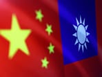 Chinese and Taiwanese flags are seen in this illustration.