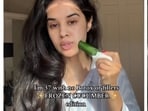 Amal K shared a video of her frozen cucumber skincare routine. (Instagram/ Amal K) Amal K shared a video of her frozen cucumber skincare routine. (Instagram/ Amal K)