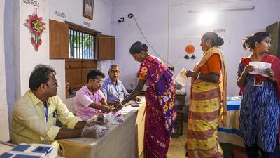 A voter before casting her ballot at a polling booth during the Kaliganj bye-election in West Bengal's Nadia district. (West Bengal CEO) A voter before casting her ballot at a polling booth during the Kaliganj bye-election in West Bengal's Nadia district. (West Bengal CEO)