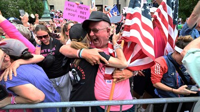 Supporters of Karen Read react after she was found not guilty of second-degree murder on Wednesday, June 18, 2025, in Dedham, Mass. (AP) Supporters of Karen Read react after she was found not guilty of second-degree murder on Wednesday, June 18, 2025, in Dedham, Mass. (AP)
