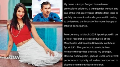 Anaya Bangar, who began transitioning in 2021, recently posted her appeal on social media (right) addressing ICC and BCCI to allow trans persons to play competitive cricket. (Photos: Instagram) Anaya Bangar, who began transitioning in 2021, recently posted her appeal on social media (right) addressing ICC and BCCI to allow trans persons to play competitive cricket. (Photos: Instagram)